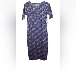 LuLaRoe Julia Women's Size XXS Half Sleeve Fourth Of July Themed‎ Dress NWT